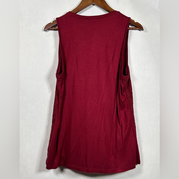 Talbots Maroon Lace Front Tank Top - Picture 2 of 8